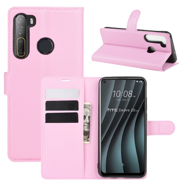 For HTC Desire 20 Pro Litchi Texture Horizontal Flip Protective Case with Holder & Card Slots & Wallet