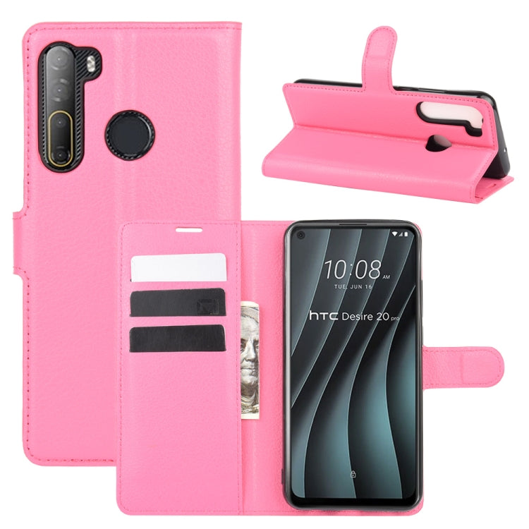 For HTC Desire 20 Pro Litchi Texture Horizontal Flip Protective Case with Holder & Card Slots & Wallet