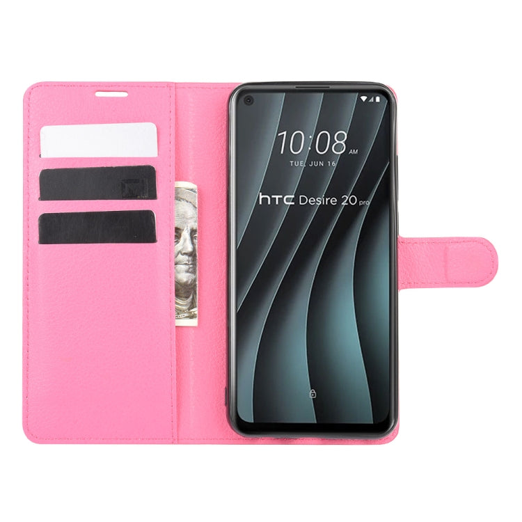 For HTC Desire 20 Pro Litchi Texture Horizontal Flip Protective Case with Holder & Card Slots & Wallet