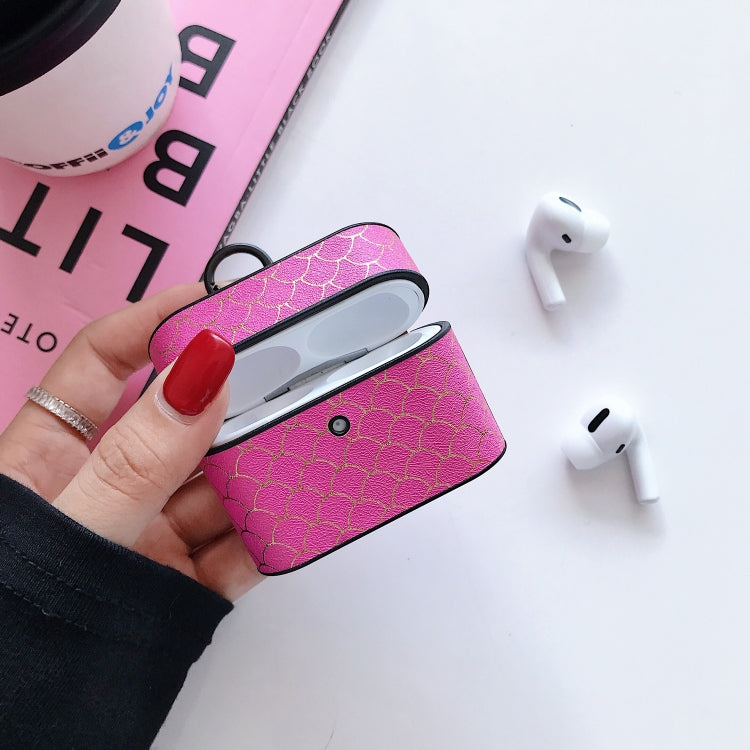 For Apple Airpods Pro Dragon Scale Pattern PU Leather Protective Case