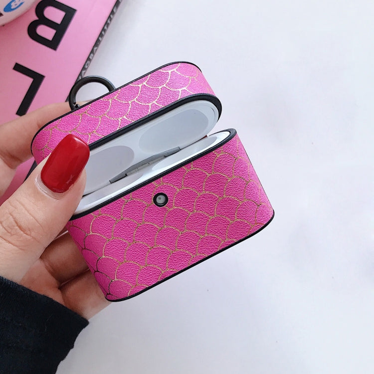 For Apple Airpods Pro Dragon Scale Pattern PU Leather Protective Case