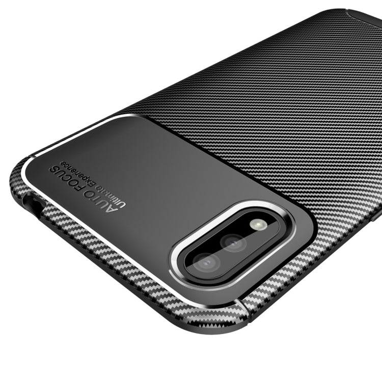 For Samsung Galaxy M01 Carbon Fiber Texture Shockproof TPU Case(Brown)