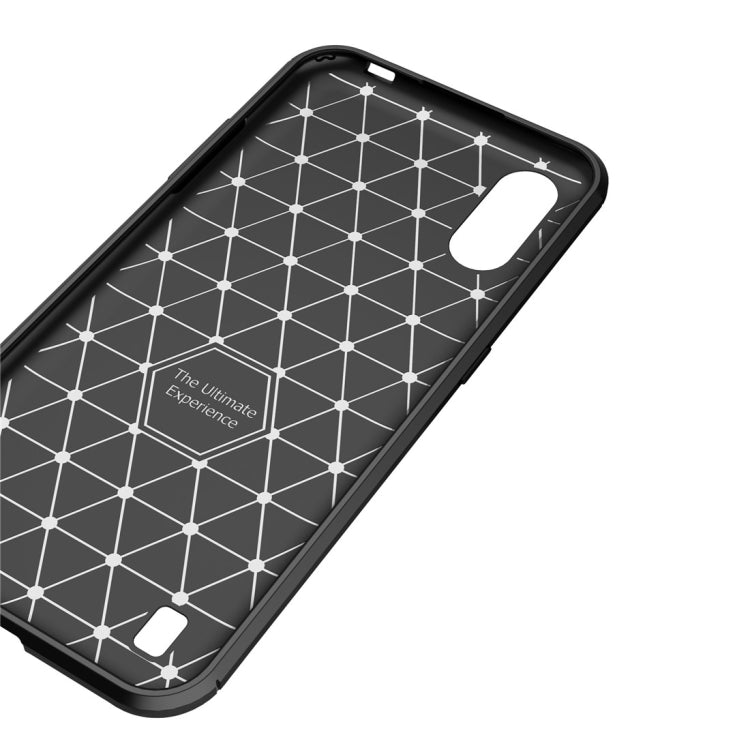 For Samsung Galaxy M01 Carbon Fiber Texture Shockproof TPU Case(Brown)