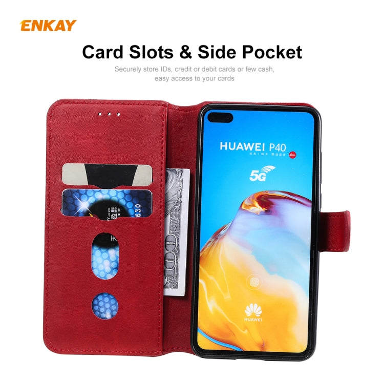 For Huawei P40 ENKAY Hat-Prince Horizontal Flip Leather Case with Holder & Card Slots & Wallet