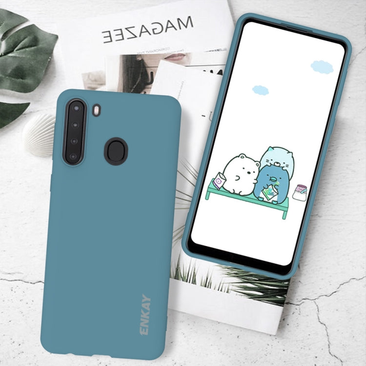 For Samsung Galaxy A21 Hat-Prince ENKAY ENK-PC041 Ultra-thin Solid Color TPU Slim Case Soft Cover