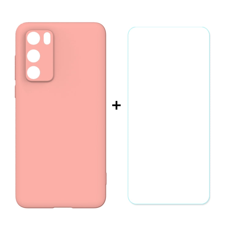 For HUAWEI P40 Hat-Prince ENKAY ENK-PC0412 2 in 1 Ultra-thin Solid Color TPU Slim Case Soft Cover + 0.26mm 9H 2.5D Tempered Glass Protector Film