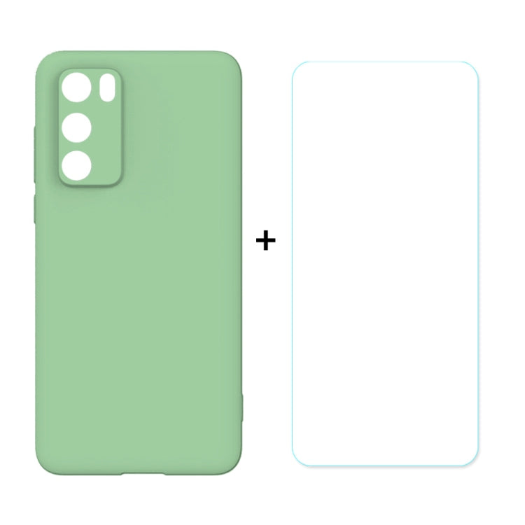 For HUAWEI P40 Hat-Prince ENKAY ENK-PC0412 2 in 1 Ultra-thin Solid Color TPU Slim Case Soft Cover + 0.26mm 9H 2.5D Tempered Glass Protector Film