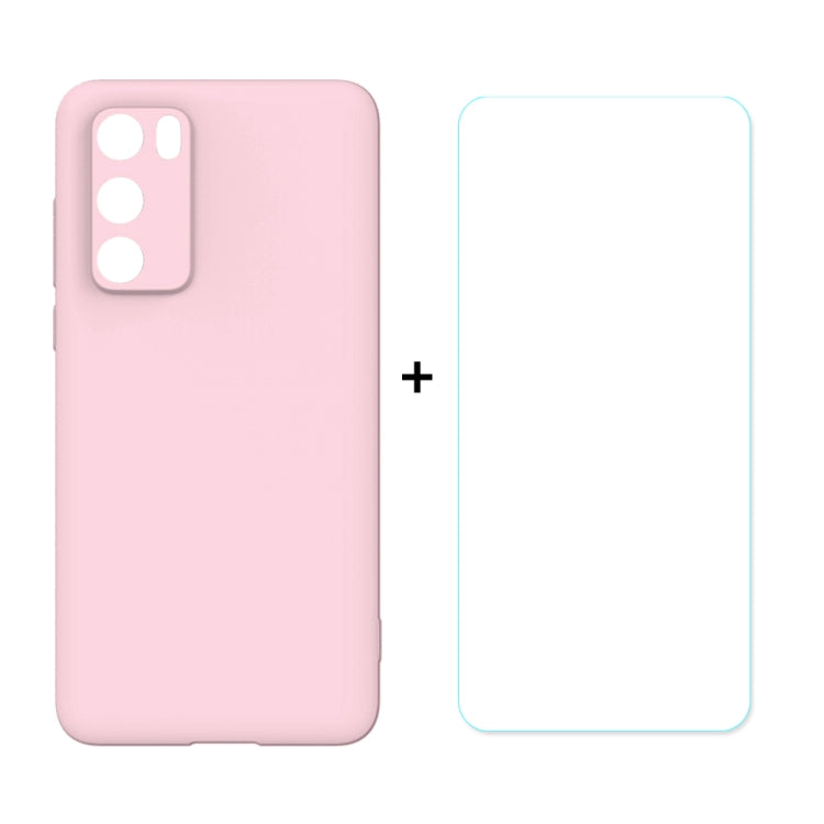 For HUAWEI P40 Hat-Prince ENKAY ENK-PC0412 2 in 1 Ultra-thin Solid Color TPU Slim Case Soft Cover + 0.26mm 9H 2.5D Tempered Glass Protector Film