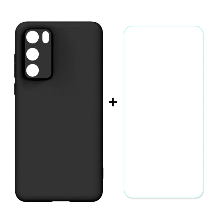For HUAWEI P40 Hat-Prince ENKAY ENK-PC0412 2 in 1 Ultra-thin Solid Color TPU Slim Case Soft Cover + 0.26mm 9H 2.5D Tempered Glass Protector Film