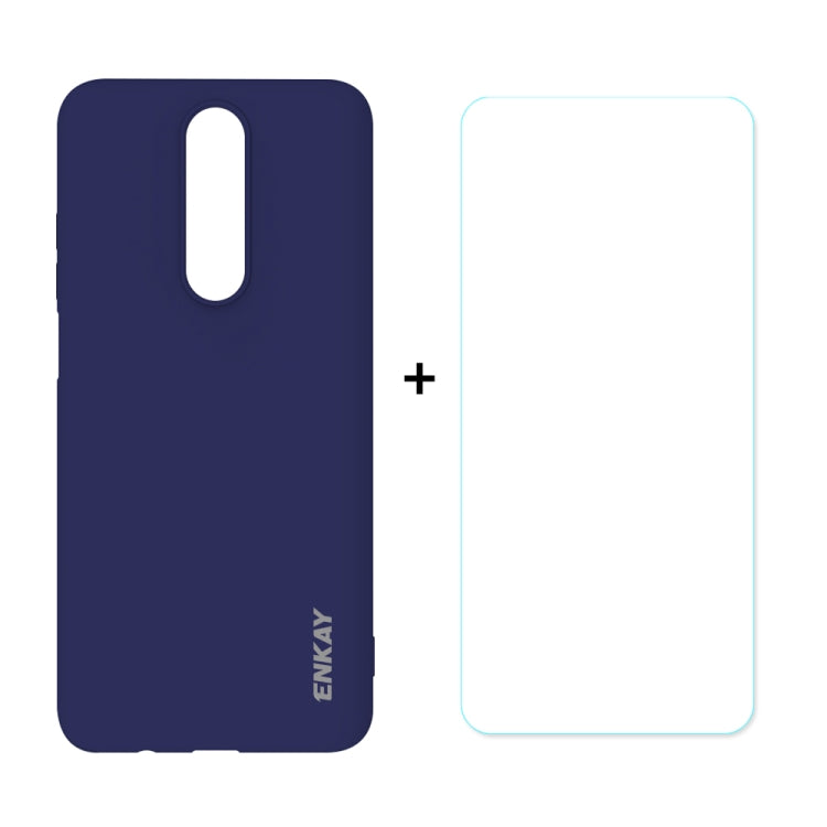 For Xiaomi Redmi K30 Hat-Prince ENKAY ENK-PC0362 2 in 1 Ultra-thin Solid Color TPU Slim Case Soft Cover + 0.26mm 9H 2.5D Tempered Glass Protector Film