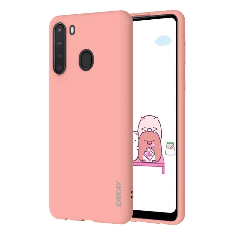 For Samsung Galaxy A21 Hat-Prince ENKAY ENK-PC0412 2 in 1 Ultra-thin Solid Color TPU Slim Case Soft Cover + 0.26mm 9H 2.5D Tempered Glass Protector Film