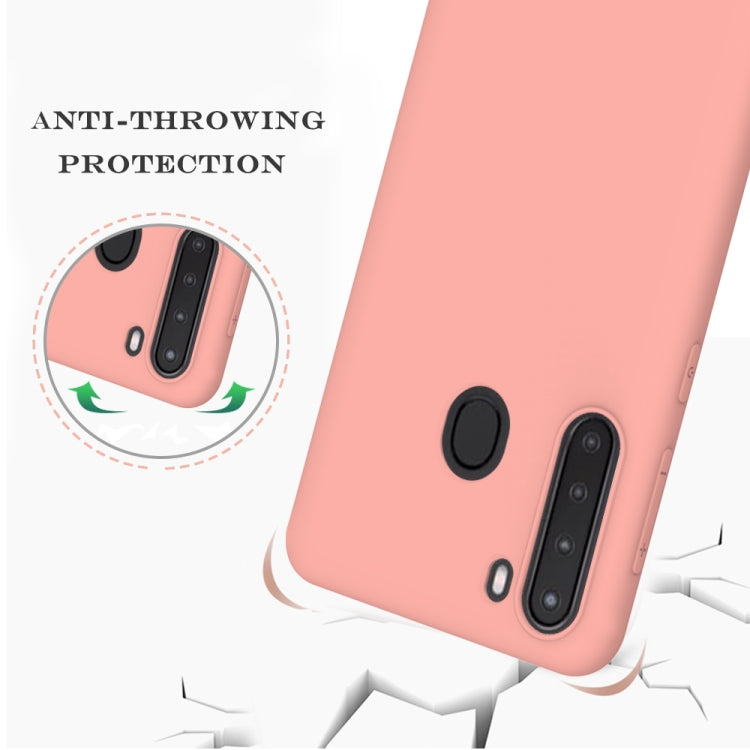 For Samsung Galaxy A21 Hat-Prince ENKAY ENK-PC0412 2 in 1 Ultra-thin Solid Color TPU Slim Case Soft Cover + 0.26mm 9H 2.5D Tempered Glass Protector Film