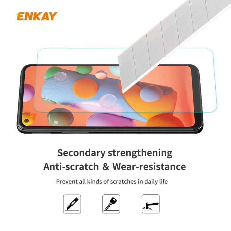 For Samsung Galaxy A21 Hat-Prince ENKAY ENK-PC0412 2 in 1 Ultra-thin Solid Color TPU Slim Case Soft Cover + 0.26mm 9H 2.5D Tempered Glass Protector Film