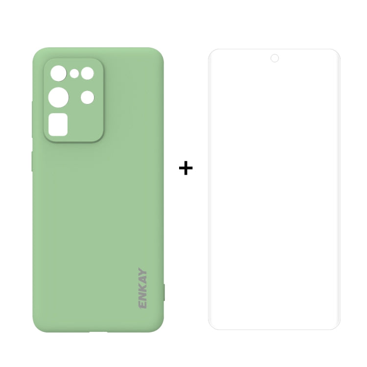 For Samsung Galaxy S20 Ultra Hat-Prince ENKAY ENK-PC0452 2 in 1 Ultra-thin Solid Color TPU Slim Case Soft Cover + 3D Full Screen PET Curved Hot Bending HD Screen Protector Soft Film