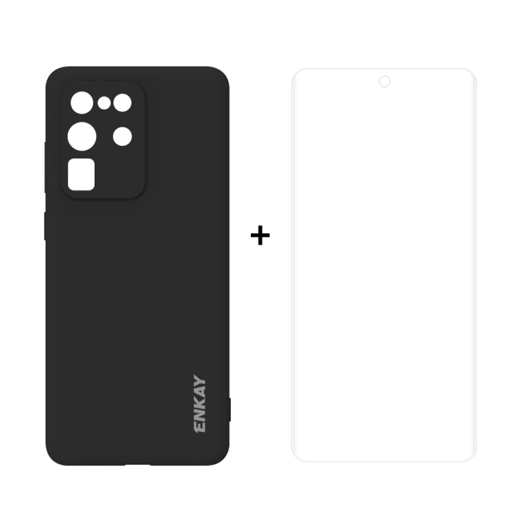 For Samsung Galaxy S20 Ultra Hat-Prince ENKAY ENK-PC0452 2 in 1 Ultra-thin Solid Color TPU Slim Case Soft Cover + 3D Full Screen PET Curved Hot Bending HD Screen Protector Soft Film