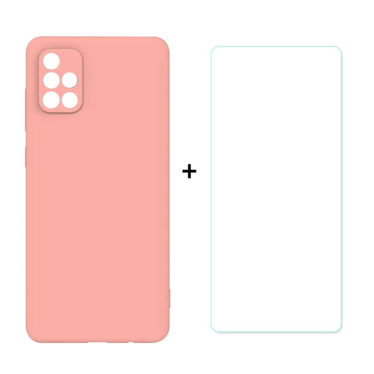 For Samsung Galaxy A71 Hat-Prince ENKAY ENK-PC0422 2 in 1 Ultra-thin Solid Color TPU Slim Case Soft Cover + 0.26mm 9H 2.5D Tempered Glass Protector Film