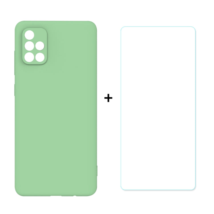 For Samsung Galaxy A71 Hat-Prince ENKAY ENK-PC0422 2 in 1 Ultra-thin Solid Color TPU Slim Case Soft Cover + 0.26mm 9H 2.5D Tempered Glass Protector Film