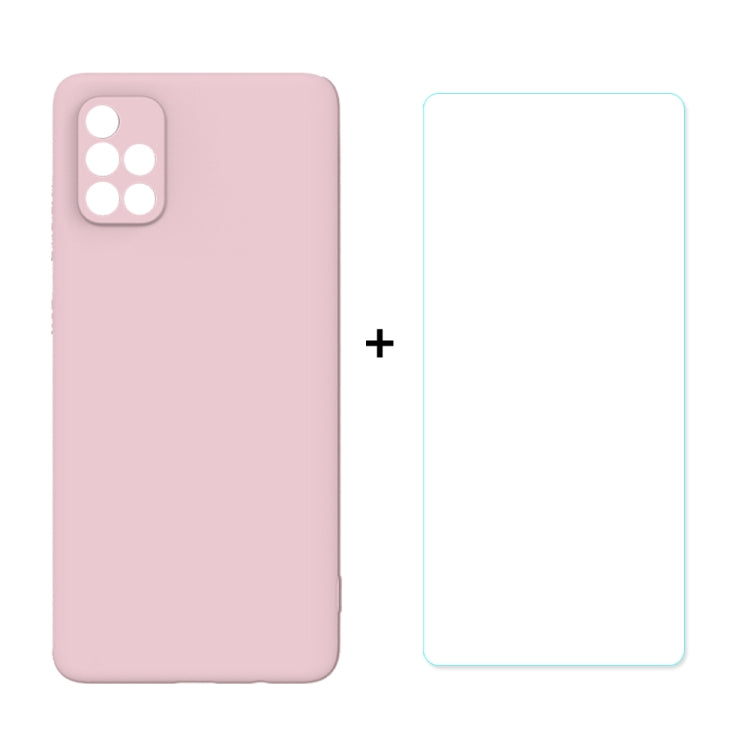 For Samsung Galaxy A71 Hat-Prince ENKAY ENK-PC0422 2 in 1 Ultra-thin Solid Color TPU Slim Case Soft Cover + 0.26mm 9H 2.5D Tempered Glass Protector Film