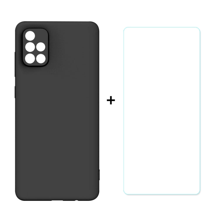 For Samsung Galaxy A71 Hat-Prince ENKAY ENK-PC0422 2 in 1 Ultra-thin Solid Color TPU Slim Case Soft Cover + 0.26mm 9H 2.5D Tempered Glass Protector Film