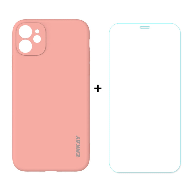 For iPhone 11 Hat-Prince ENKAY ENK-PC0372 2 in 1 Ultra-thin Solid Color TPU Slim Case Soft Cover + 0.26mm 9H 2.5D Tempered Glass Protector Film