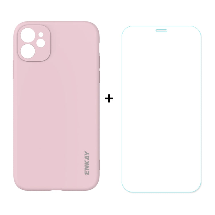 For iPhone 11 Hat-Prince ENKAY ENK-PC0372 2 in 1 Ultra-thin Solid Color TPU Slim Case Soft Cover + 0.26mm 9H 2.5D Tempered Glass Protector Film