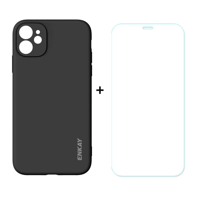 For iPhone 11 Hat-Prince ENKAY ENK-PC0372 2 in 1 Ultra-thin Solid Color TPU Slim Case Soft Cover + 0.26mm 9H 2.5D Tempered Glass Protector Film