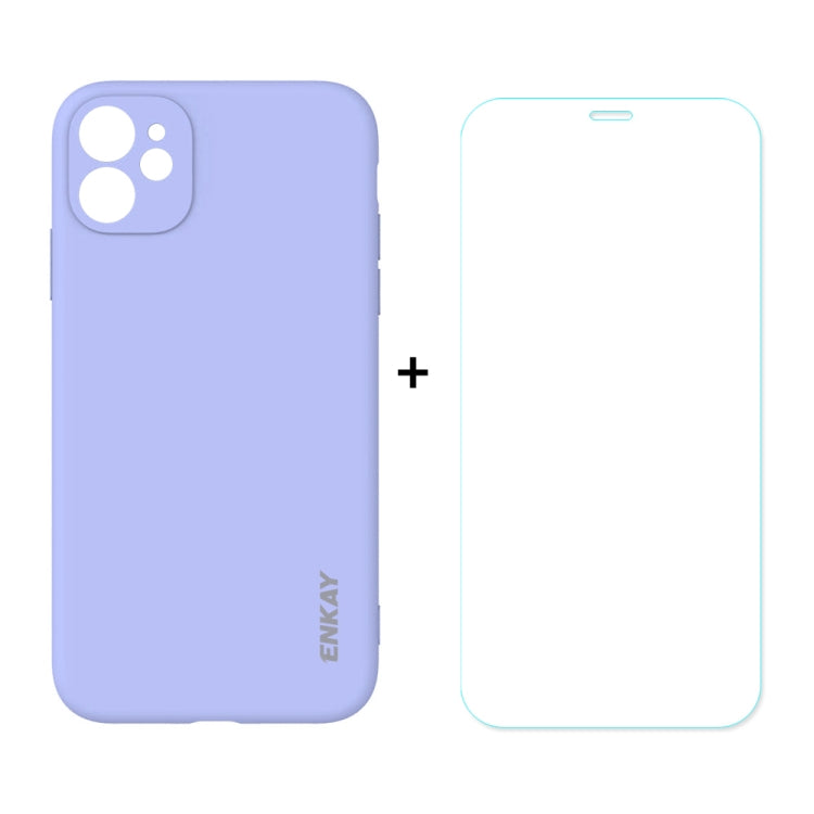 For iPhone 11 Hat-Prince ENKAY ENK-PC0372 2 in 1 Ultra-thin Solid Color TPU Slim Case Soft Cover + 0.26mm 9H 2.5D Tempered Glass Protector Film