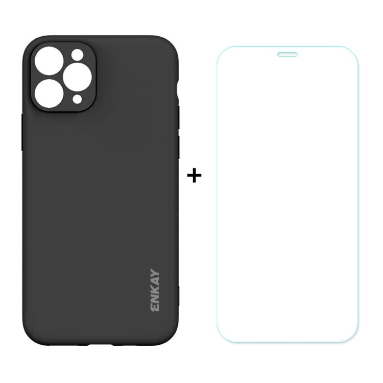 For iPhone 11 Pro Hat-Prince ENKAY ENK-PC0382 2 in 1 Ultra-thin Solid Color TPU Slim CaseSoft Cover + 0.26mm 9H 2.5D Tempered Glass Protector Film
