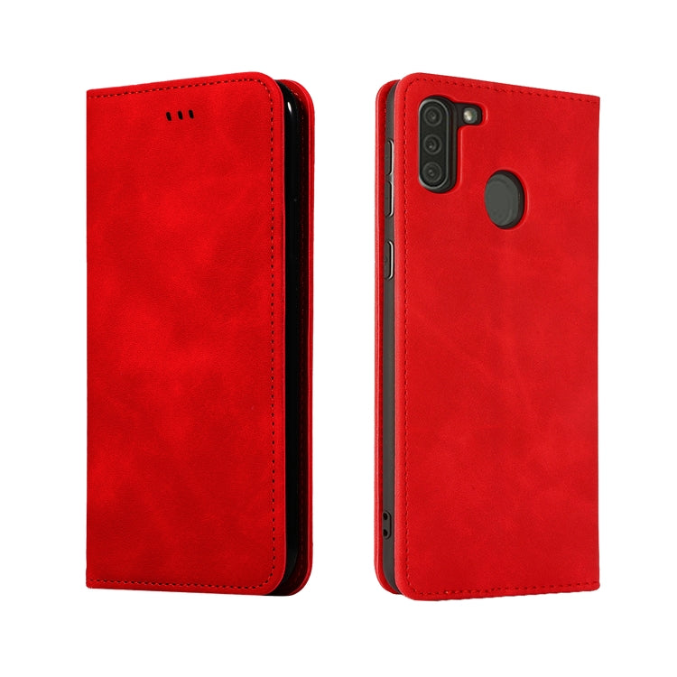 For Samsung Galaxy A11 (US) Retro Skin Feel Business Magnetic Horizontal Flip Leather Case
