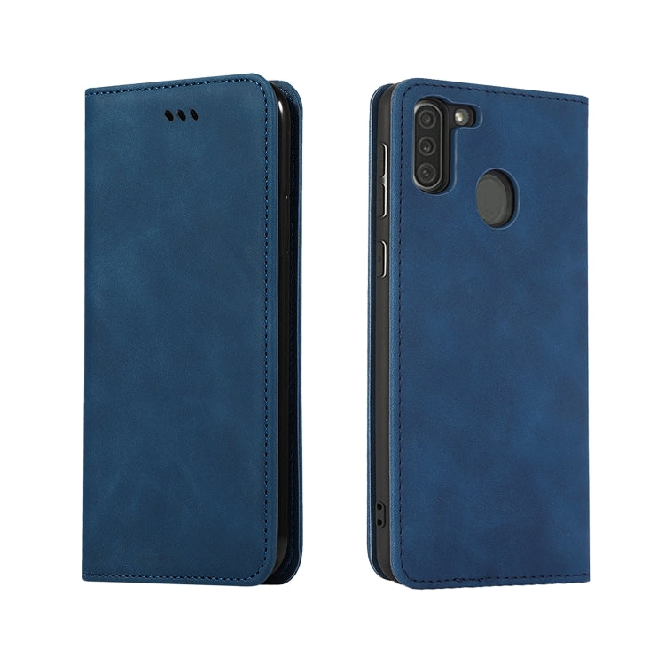 For Samsung Galaxy A11 (US) Retro Skin Feel Business Magnetic Horizontal Flip Leather Case