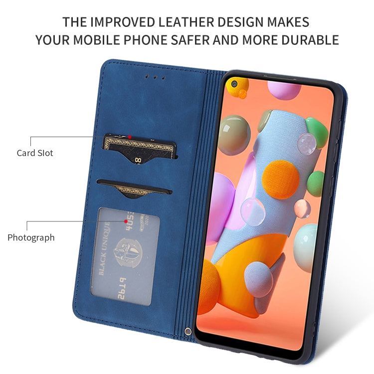 For Samsung Galaxy A11 (US) Retro Skin Feel Business Magnetic Horizontal Flip Leather Case