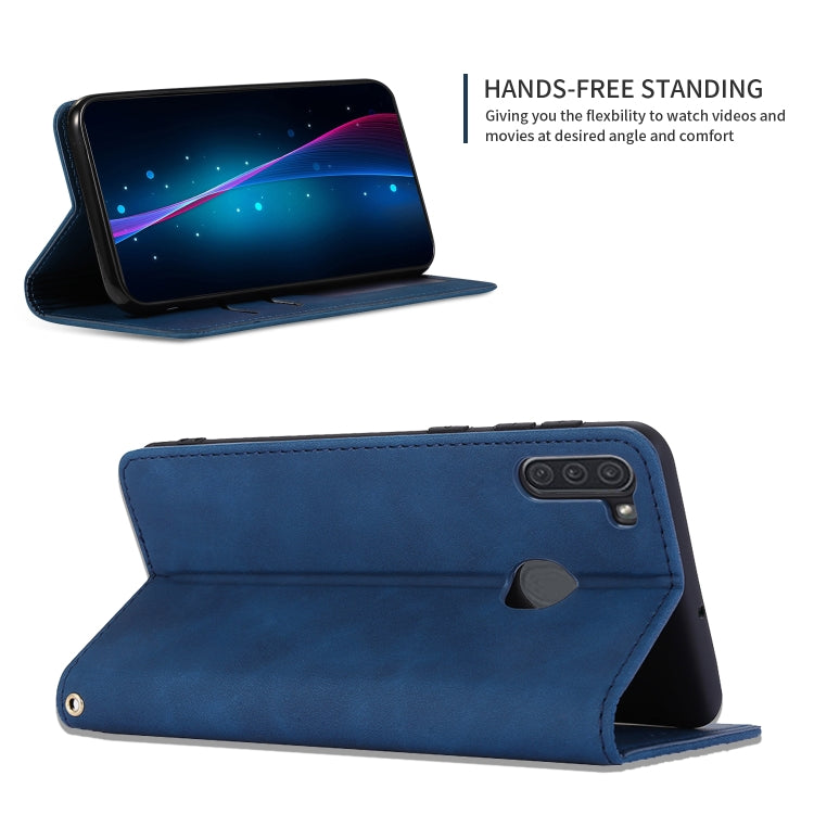 For Samsung Galaxy A11 (US) Retro Skin Feel Business Magnetic Horizontal Flip Leather Case