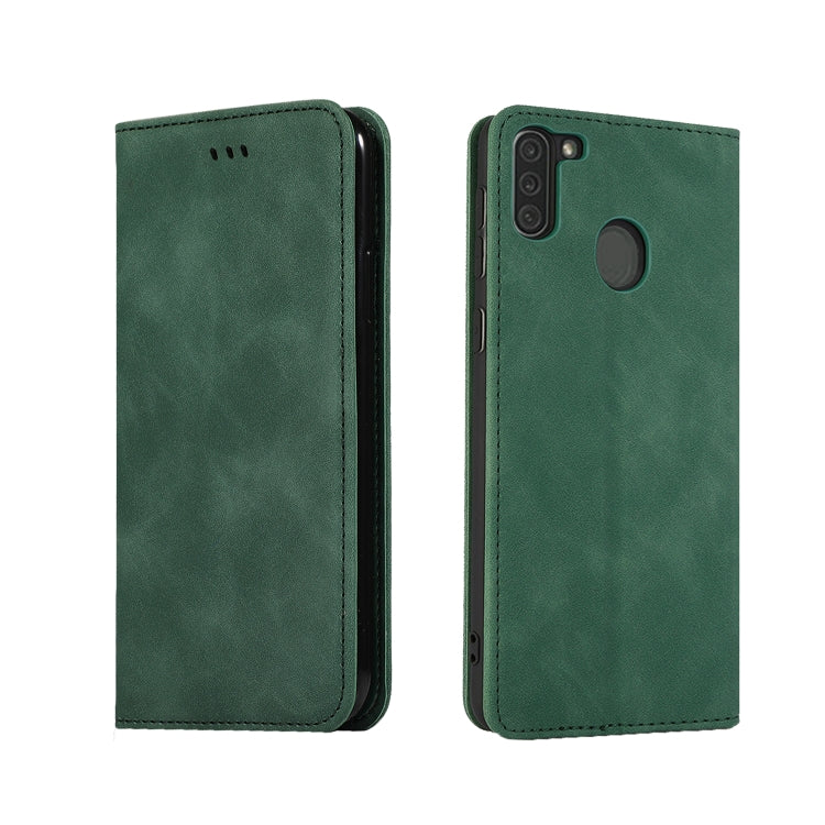 For Samsung Galaxy A11 (US) Retro Skin Feel Business Magnetic Horizontal Flip Leather Case