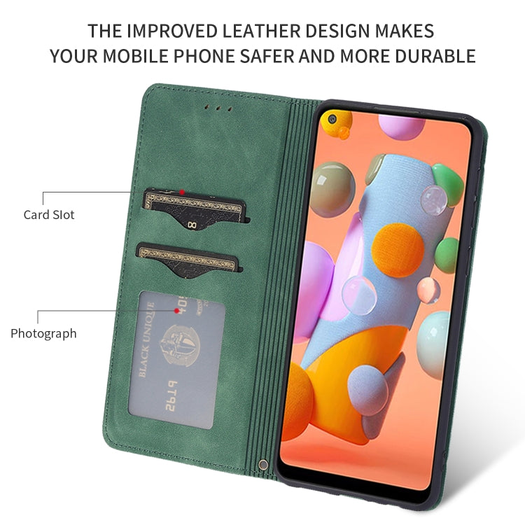 For Samsung Galaxy A11 (US) Retro Skin Feel Business Magnetic Horizontal Flip Leather Case