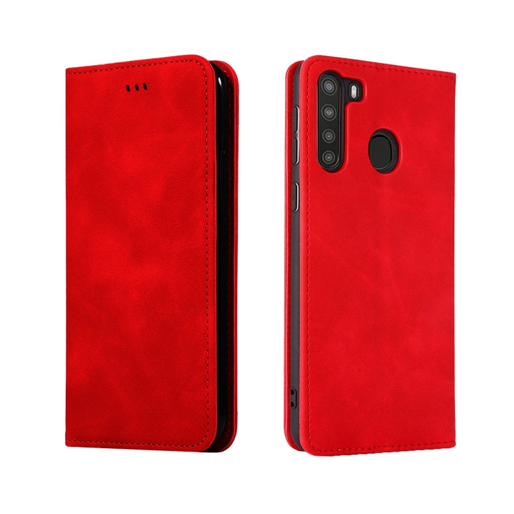 For Samsung Galaxy A21  (EU) Retro Skin Feel Business Magnetic Horizontal Flip Leather Case