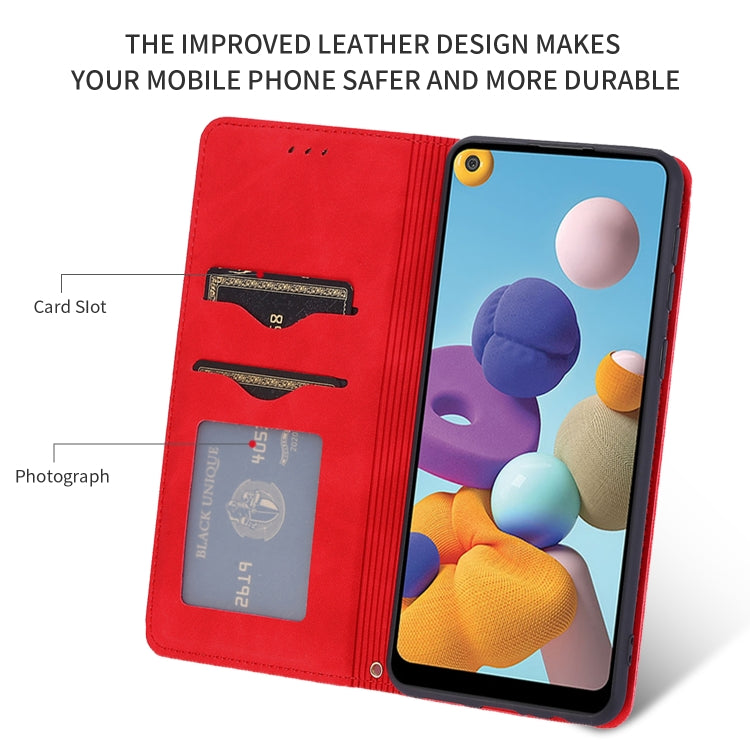 For Samsung Galaxy A21  (EU) Retro Skin Feel Business Magnetic Horizontal Flip Leather Case