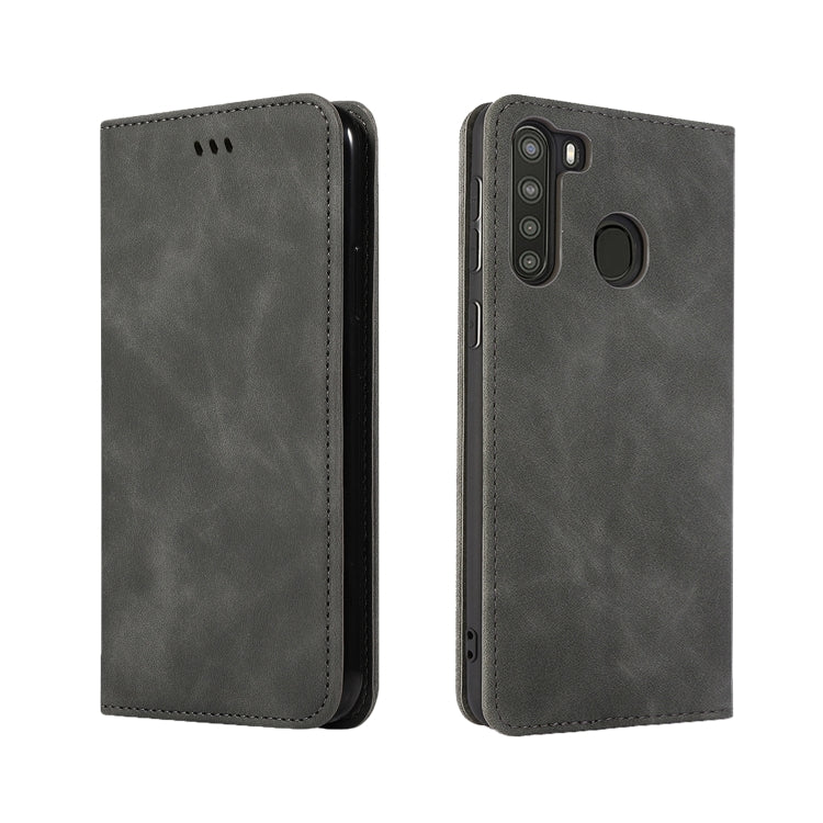 For Samsung Galaxy A21  (EU) Retro Skin Feel Business Magnetic Horizontal Flip Leather Case