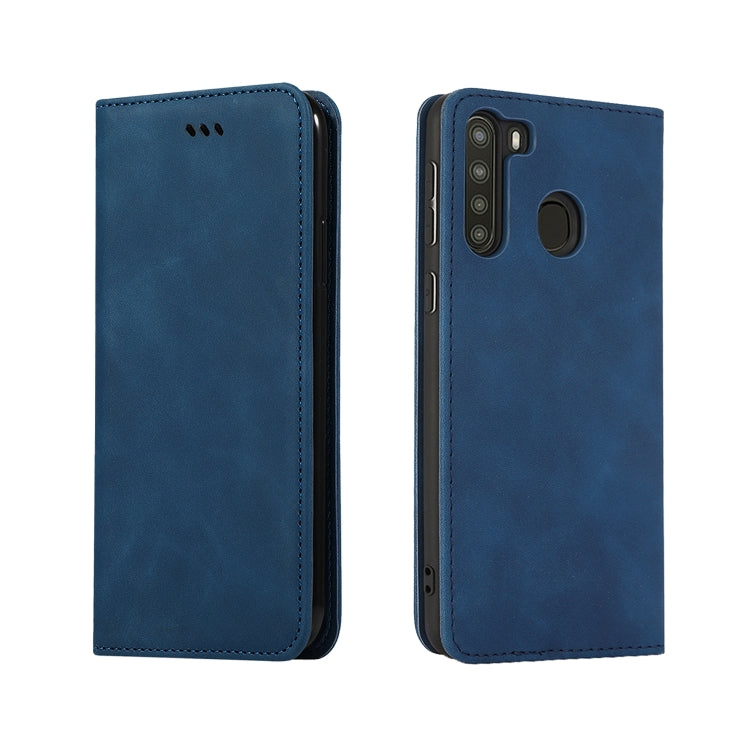For Samsung Galaxy A21  (EU) Retro Skin Feel Business Magnetic Horizontal Flip Leather Case