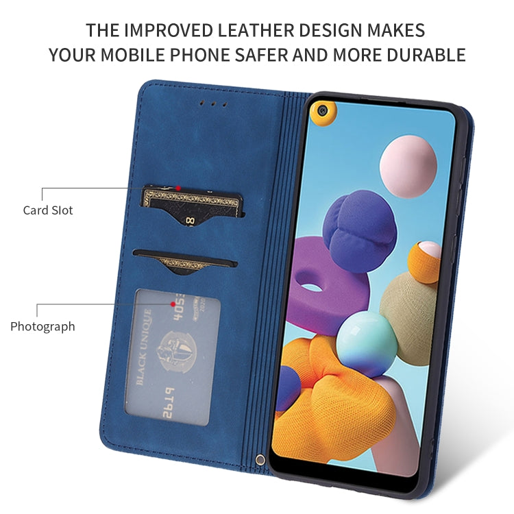 For Samsung Galaxy A21  (EU) Retro Skin Feel Business Magnetic Horizontal Flip Leather Case