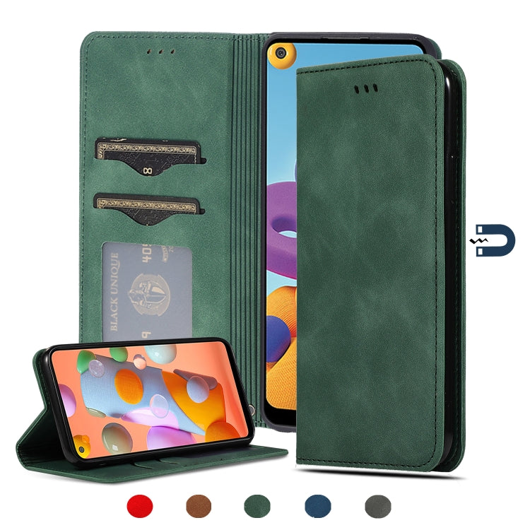 For Samsung Galaxy A21  (EU) Retro Skin Feel Business Magnetic Horizontal Flip Leather Case