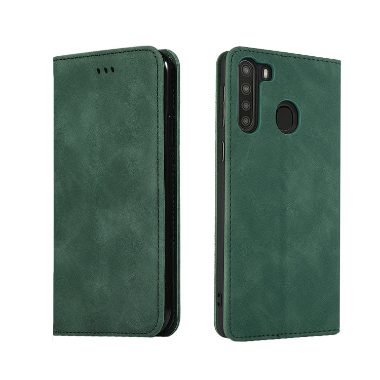 For Samsung Galaxy A21  (EU) Retro Skin Feel Business Magnetic Horizontal Flip Leather Case