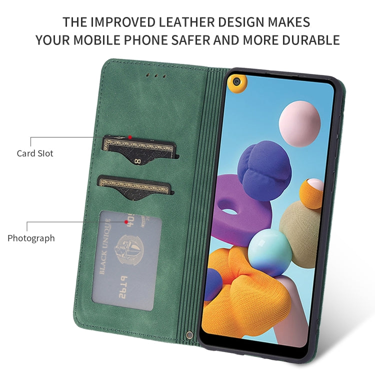 For Samsung Galaxy A21  (EU) Retro Skin Feel Business Magnetic Horizontal Flip Leather Case