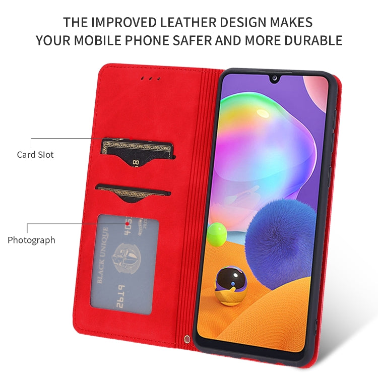 For Samsung Galaxy A31 Retro Skin Feel Business Magnetic Horizontal Flip Leather Case