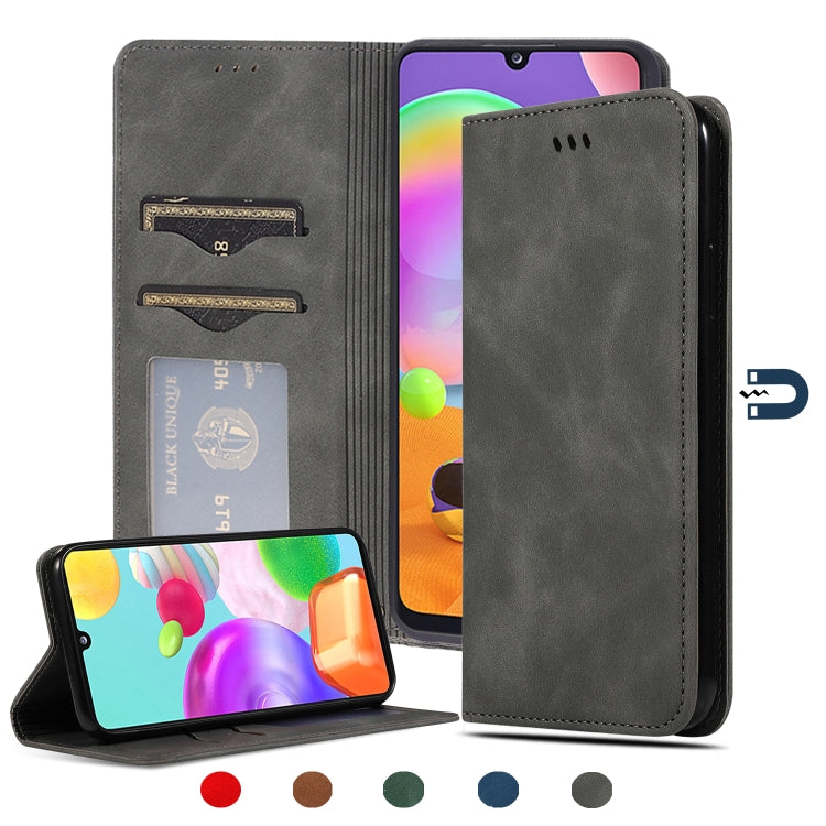 For Samsung Galaxy A31 Retro Skin Feel Business Magnetic Horizontal Flip Leather Case