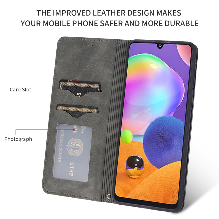 For Samsung Galaxy A31 Retro Skin Feel Business Magnetic Horizontal Flip Leather Case