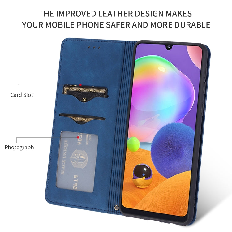 For Samsung Galaxy A31 Retro Skin Feel Business Magnetic Horizontal Flip Leather Case