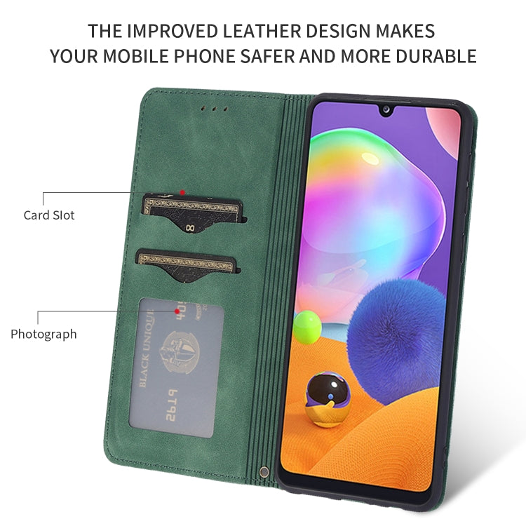 For Samsung Galaxy A31 Retro Skin Feel Business Magnetic Horizontal Flip Leather Case