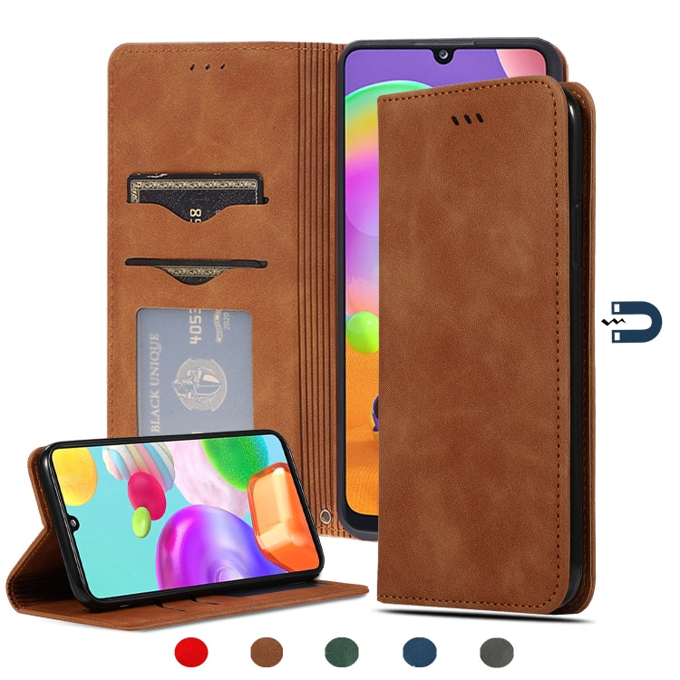 For Samsung Galaxy A31 Retro Skin Feel Business Magnetic Horizontal Flip Leather Case