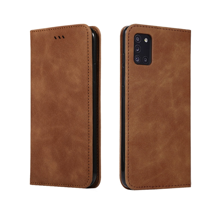 For Samsung Galaxy A31 Retro Skin Feel Business Magnetic Horizontal Flip Leather Case