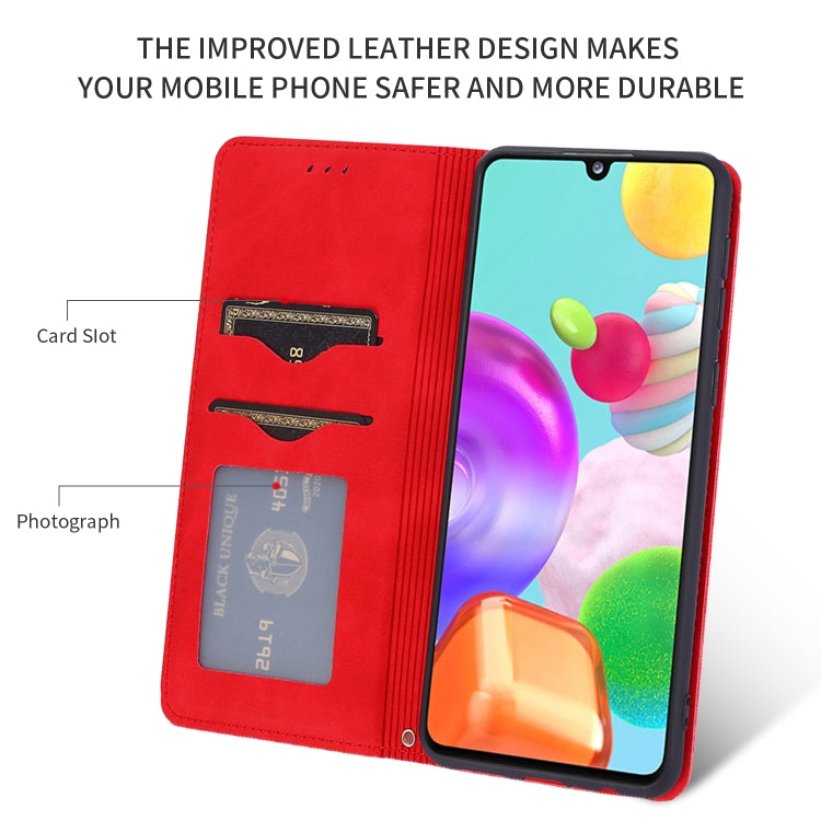For Samsung Galaxy A41 (EU) Retro Skin Feel Business Magnetic Horizontal Flip Leather Case